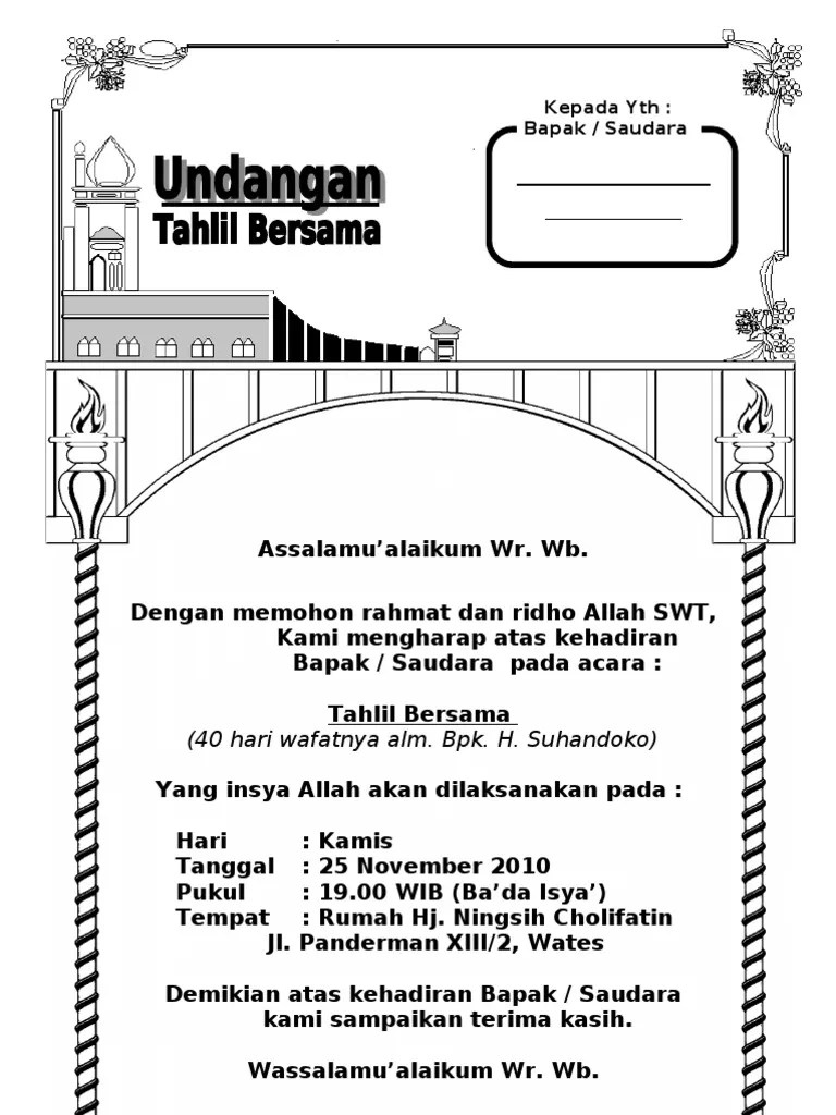 Contoh Undangan Haul Kematian Word Doc - Bloggersiana