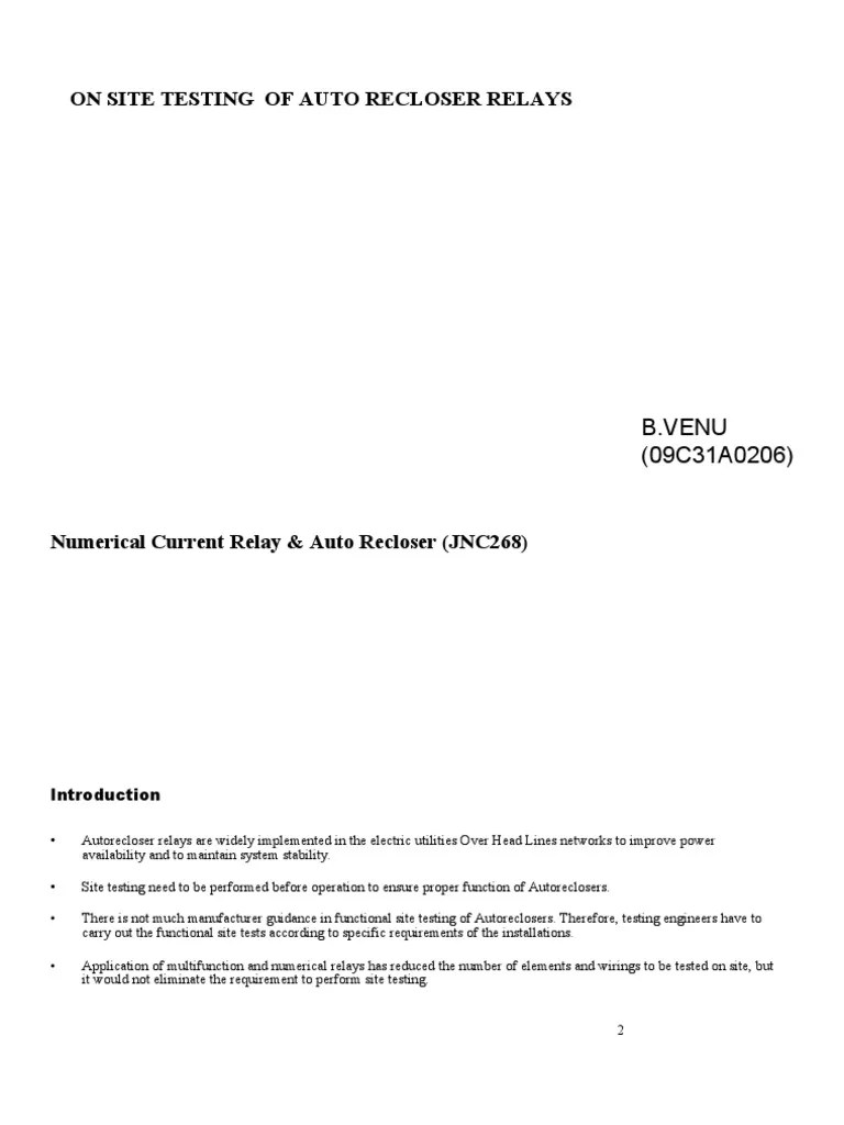 Auto Reclosers PDF Relay Electrical Equipment