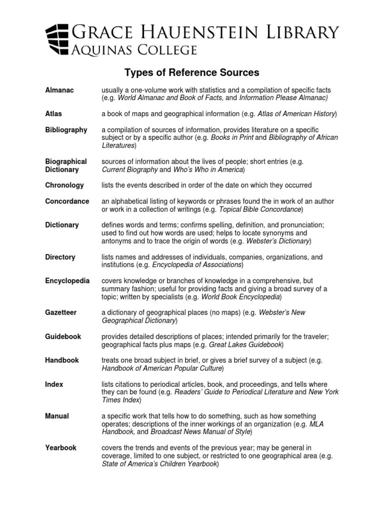 Types of Reference Sources Social Sciences Encyclopedias