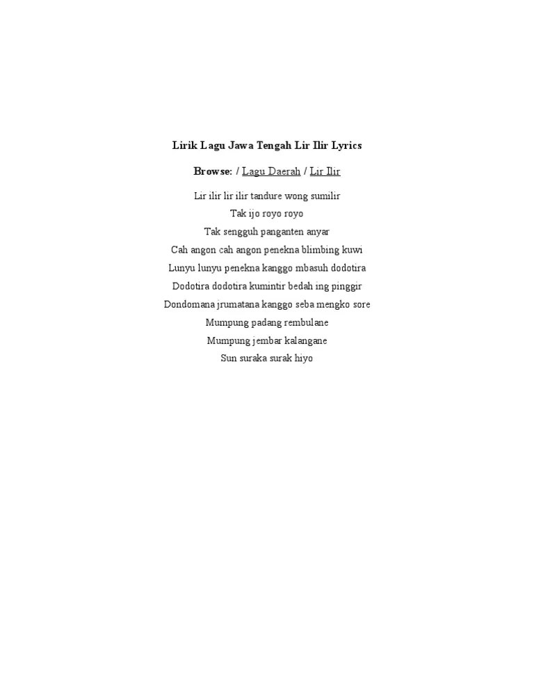 Lirik Lagu Jawa Tengah Lir Ilir Lyrics | PDF