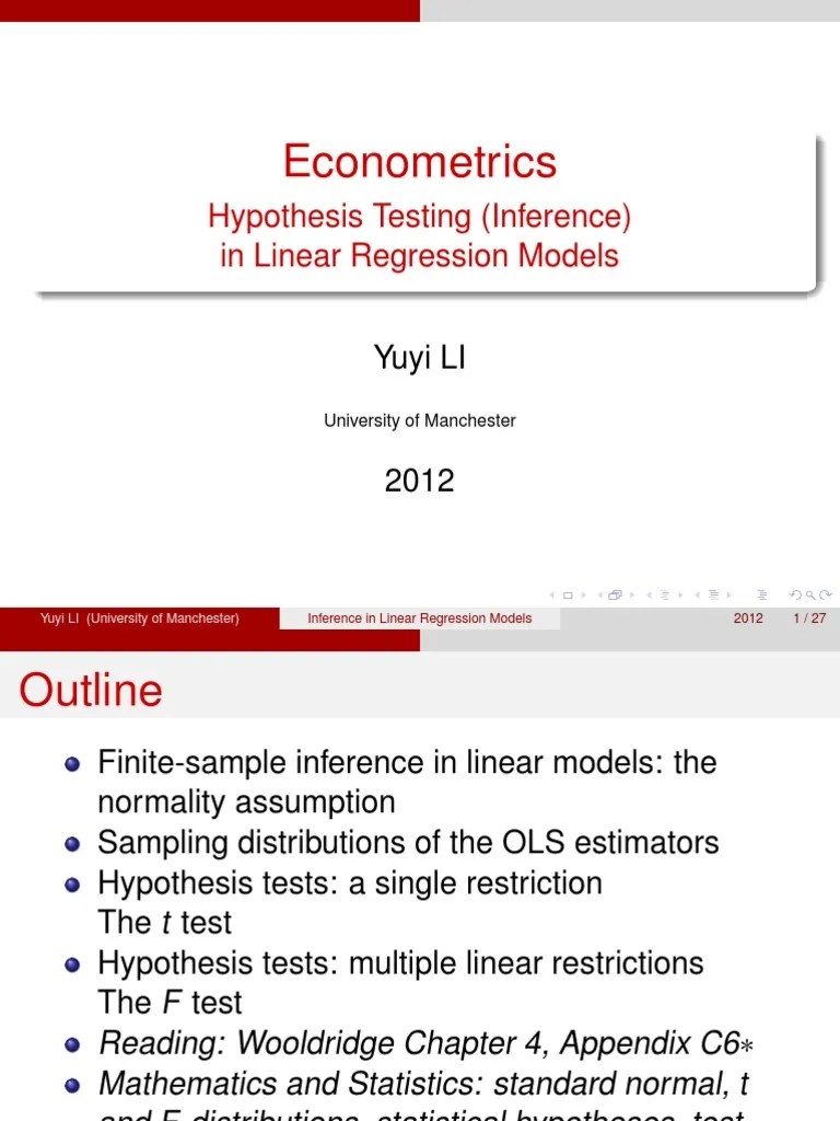 Hypothesis Testing PDF Ordinary Least Squares P Value