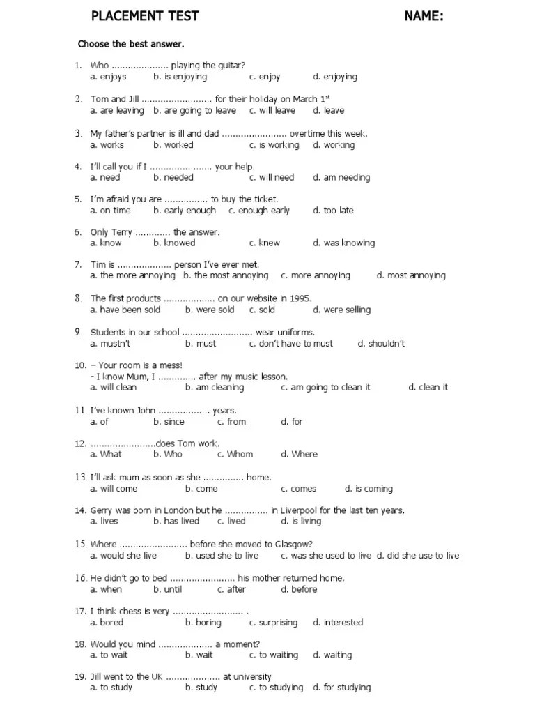 Placement Test