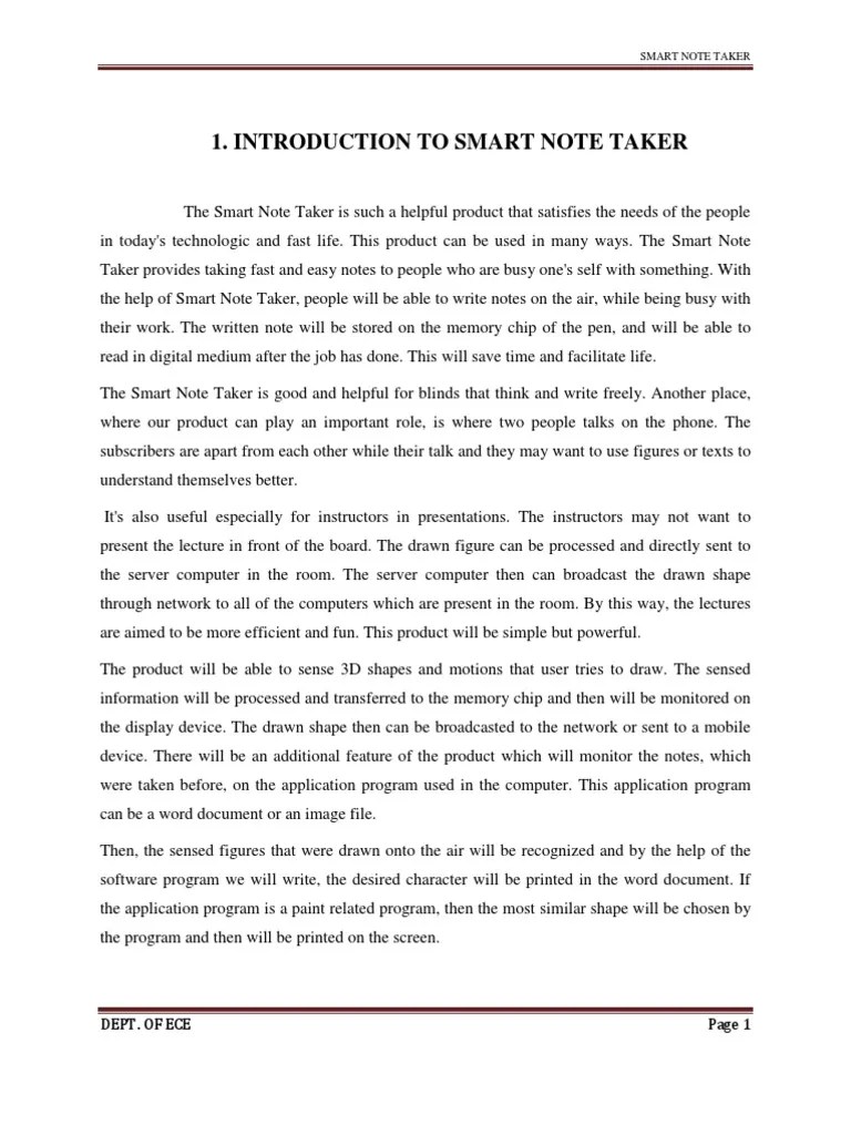 Smart Note Taker Documentation PDF Accelerometer Microsoft Windows