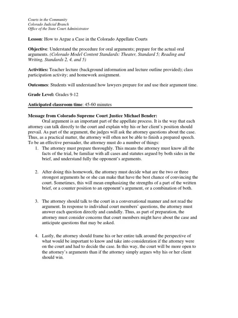 how_to_argue_a_case Brief (Law) Oral Argument In The United States