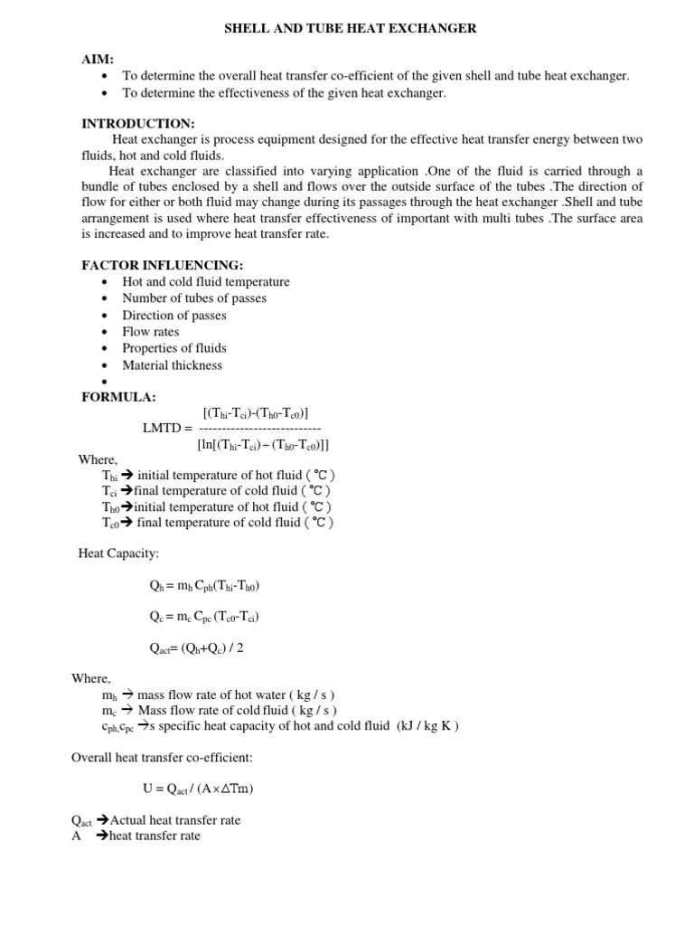 V Sem Heat Transfer Lab Manual PDF Heat Exchanger Heat Transfer