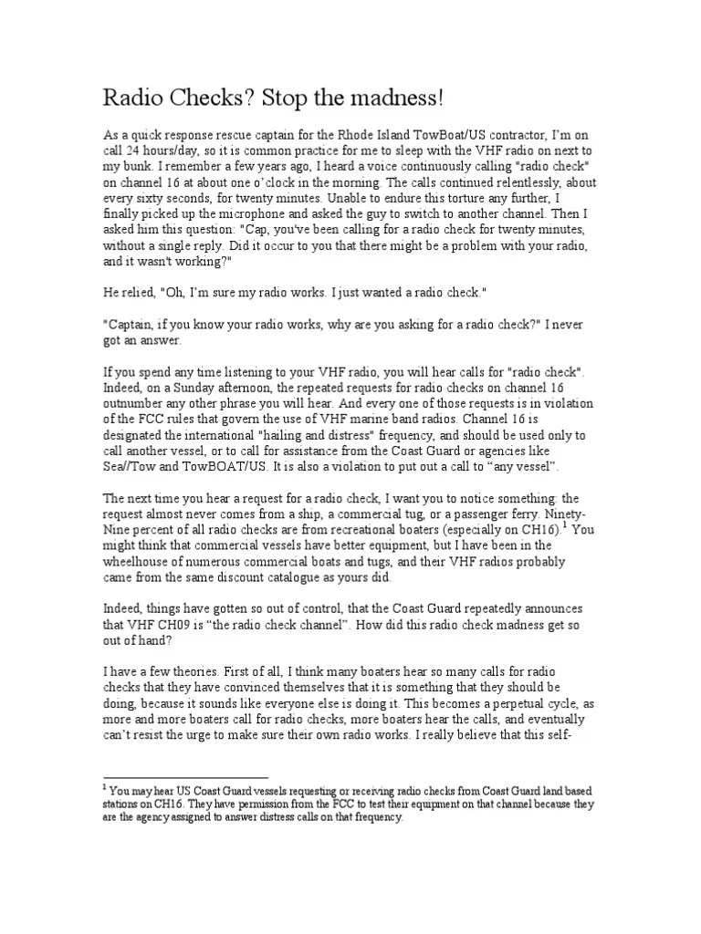 Radio Checks PDF Radio