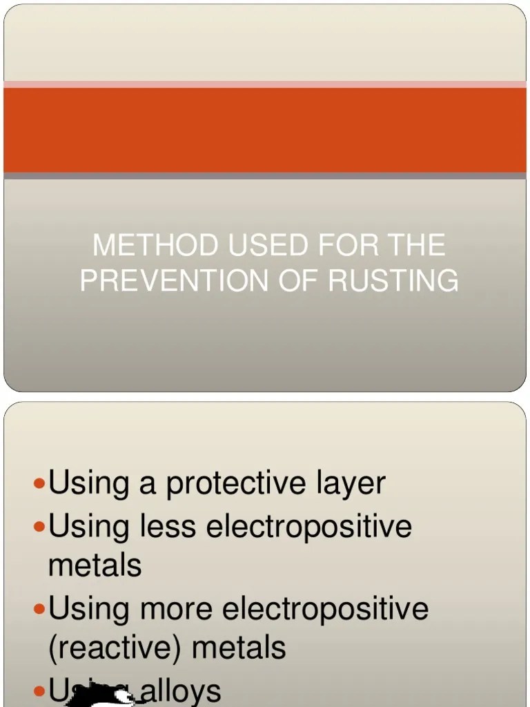 Method Used for the Prevention of Rusting Corrosion Galvanization