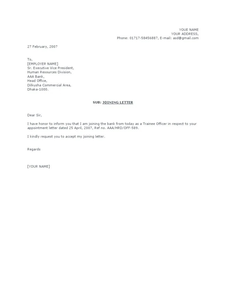 joining letter format