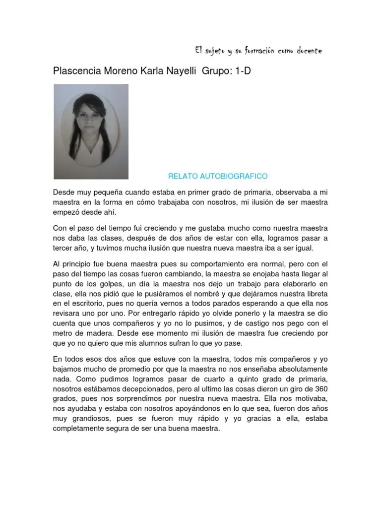 Relato autobiográfico Ocio