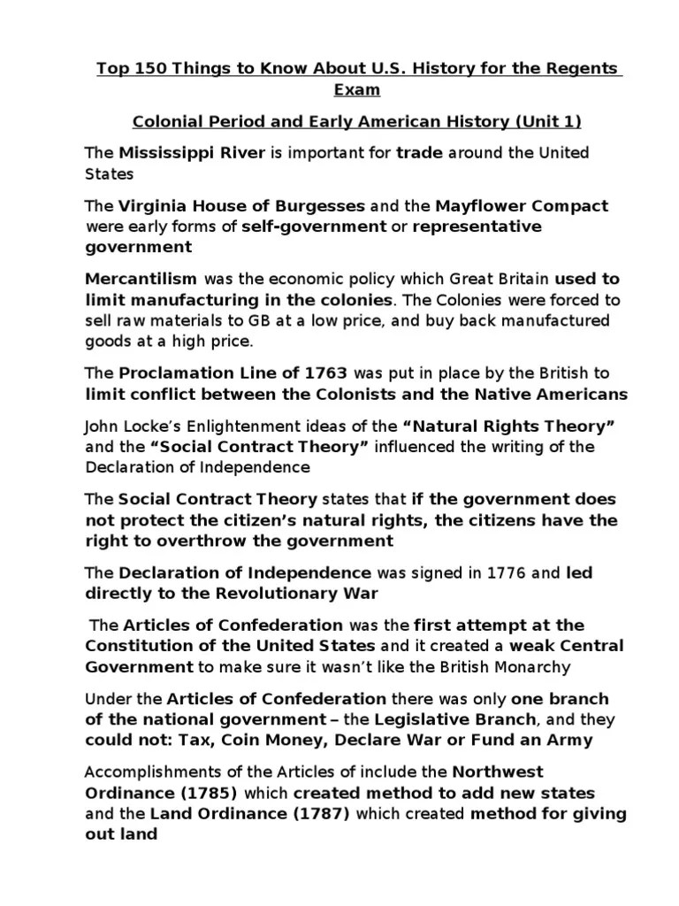 U.S. History Regents Study Guide United States Constitution United