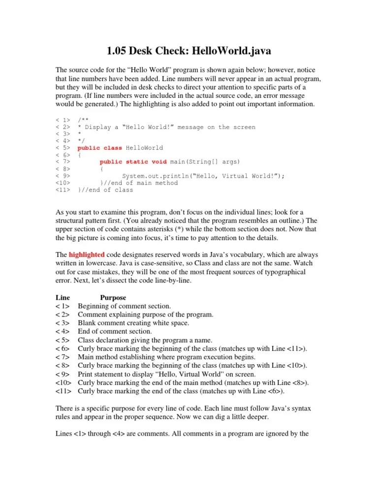 Desk Check PDF Bracket Java (Programming Language)