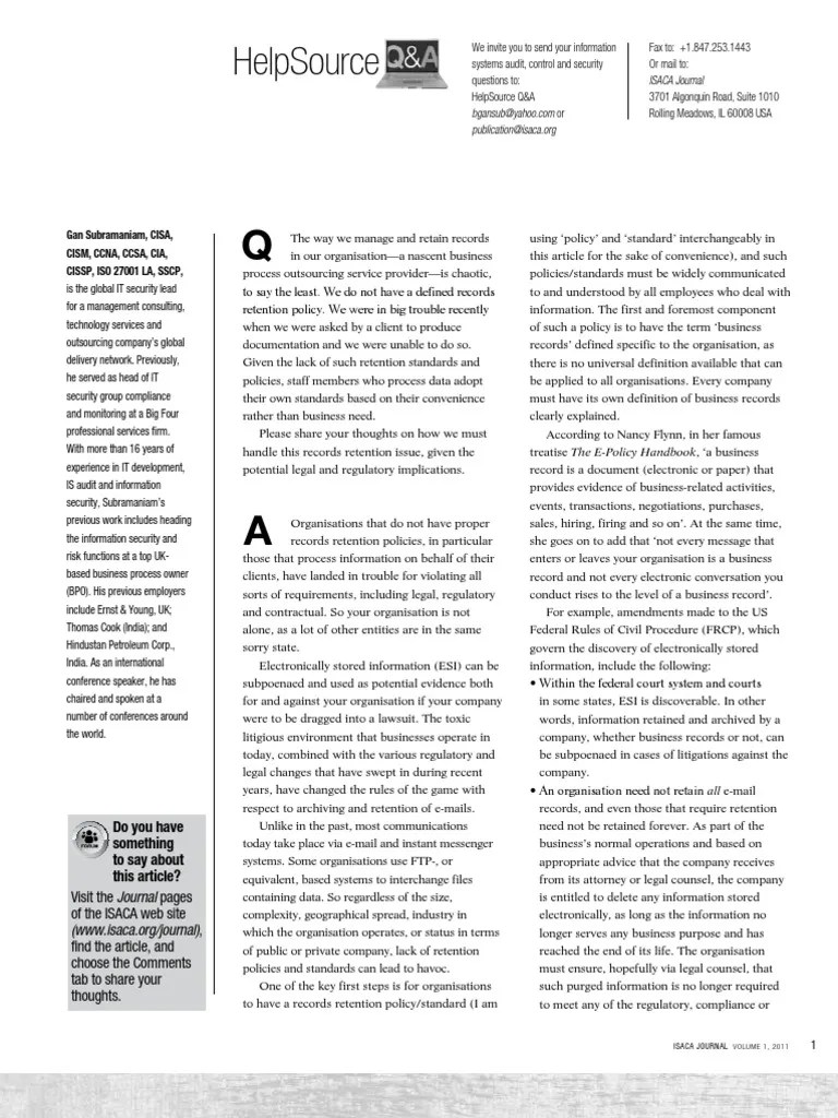 Records Retention Regulatory Compliance Government