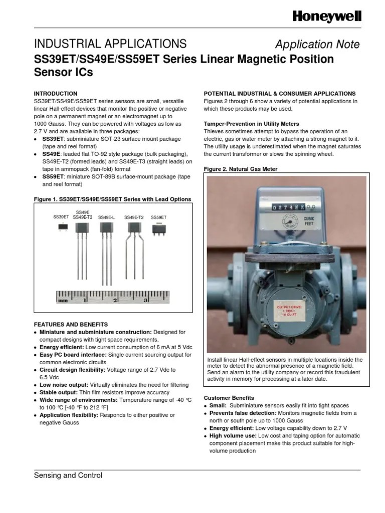 SS39ET/SS49E/SS59ET Series Linear Position Sensor ICs PDF