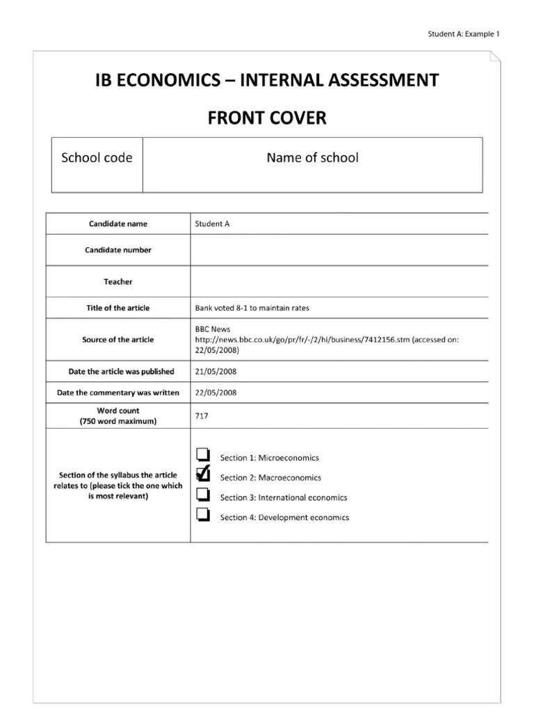 IB Economics IA Example Inflation Economics