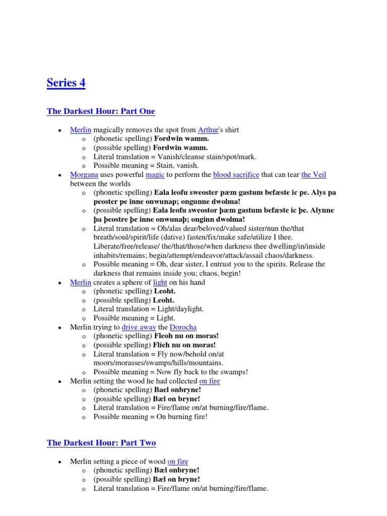 Merlin Spells s4 Le Fay
