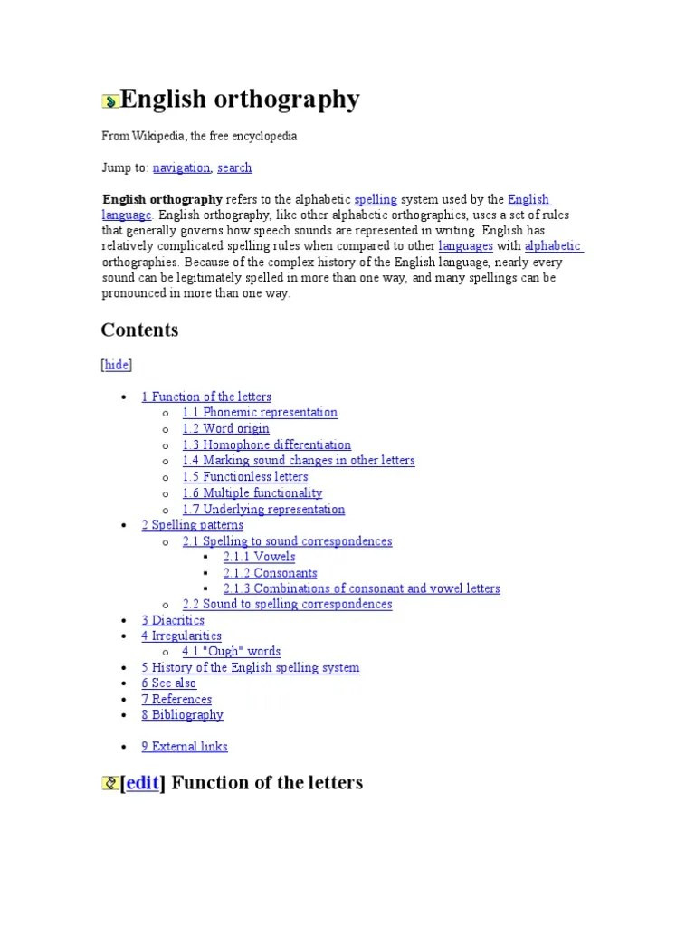 English Orthography Orthography English Language