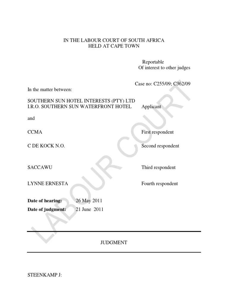 Labour Court Case Number C362/2009 Arbitration Judgment (Law)