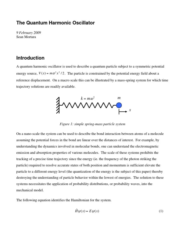 The Quantum Harmonic Oscillator PDF Quantum Mechanics Schrödinger Equation