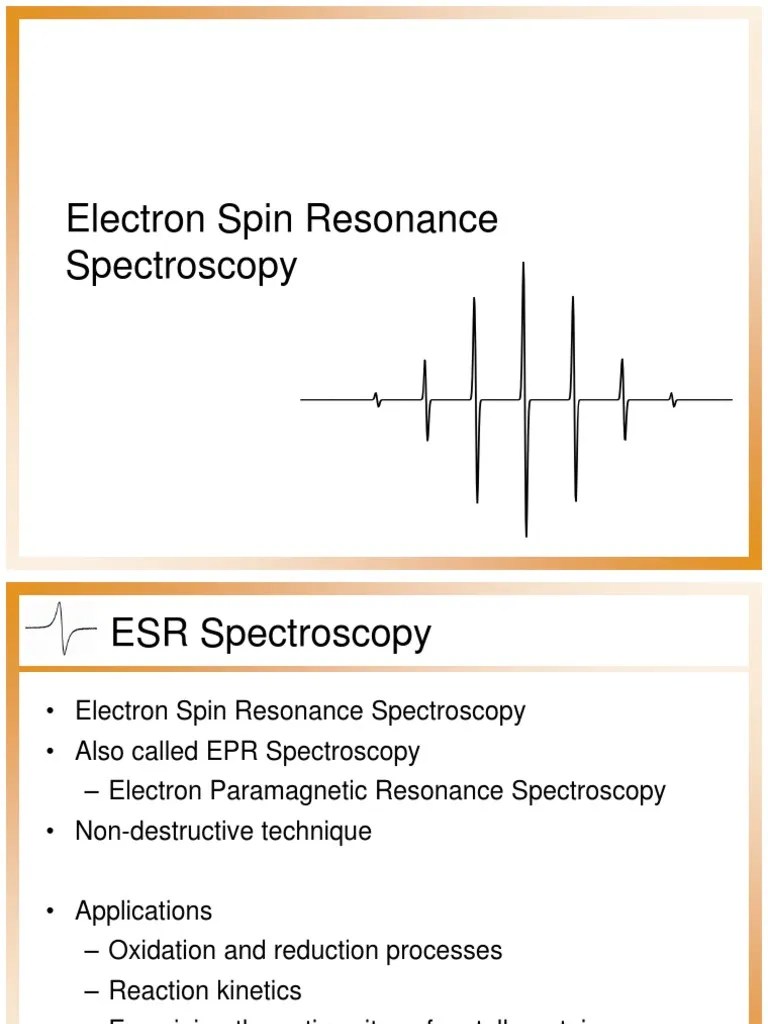 Epr Esr Intro Electron Resonance Spectroscopy