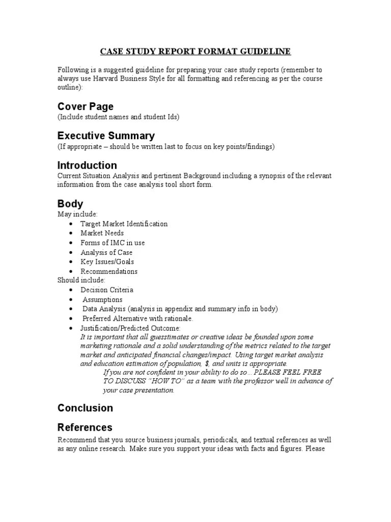 Case Study Report Format Guideline PDF