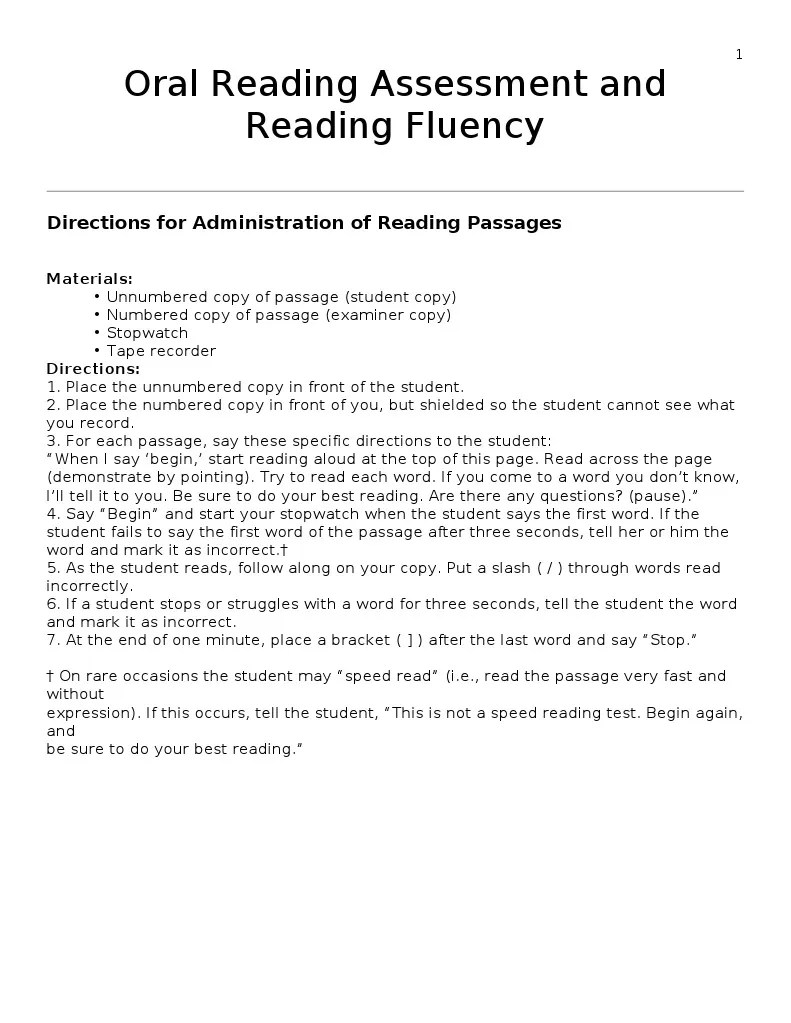 oral reading assessment and fluency1 Reading (Process) Reading