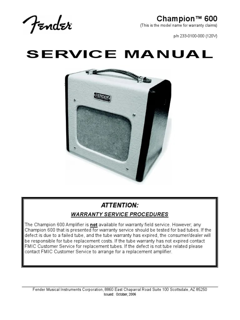 Fender Champion 600 Service Manual | PDF | Electrical Engineering