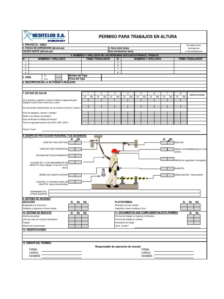 Permiso Trabajo en Alturas