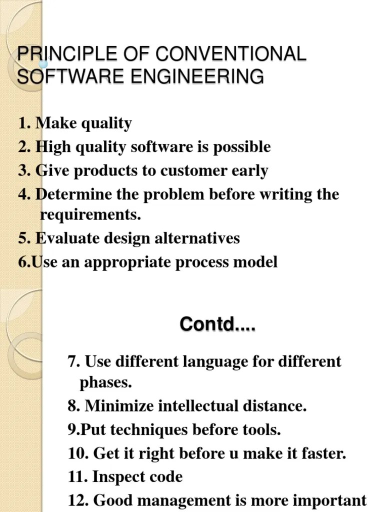 Principle of Conventional Software Engineering Software Computer Engineering