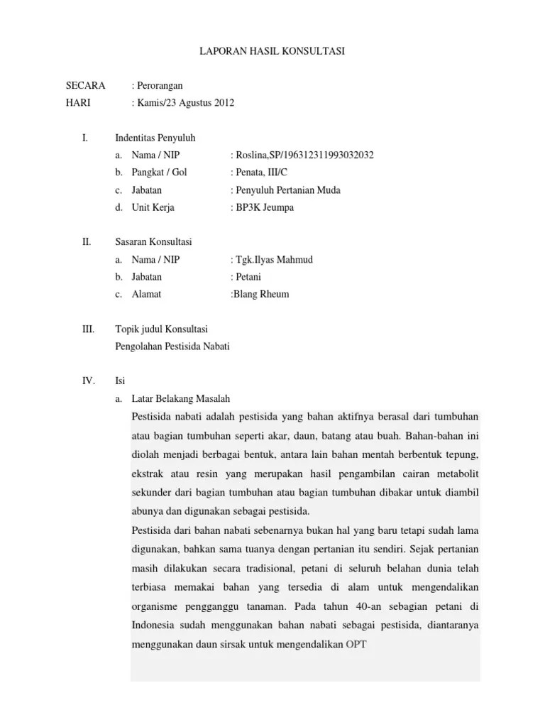 Laporan Hasil Konsultasi | PDF
