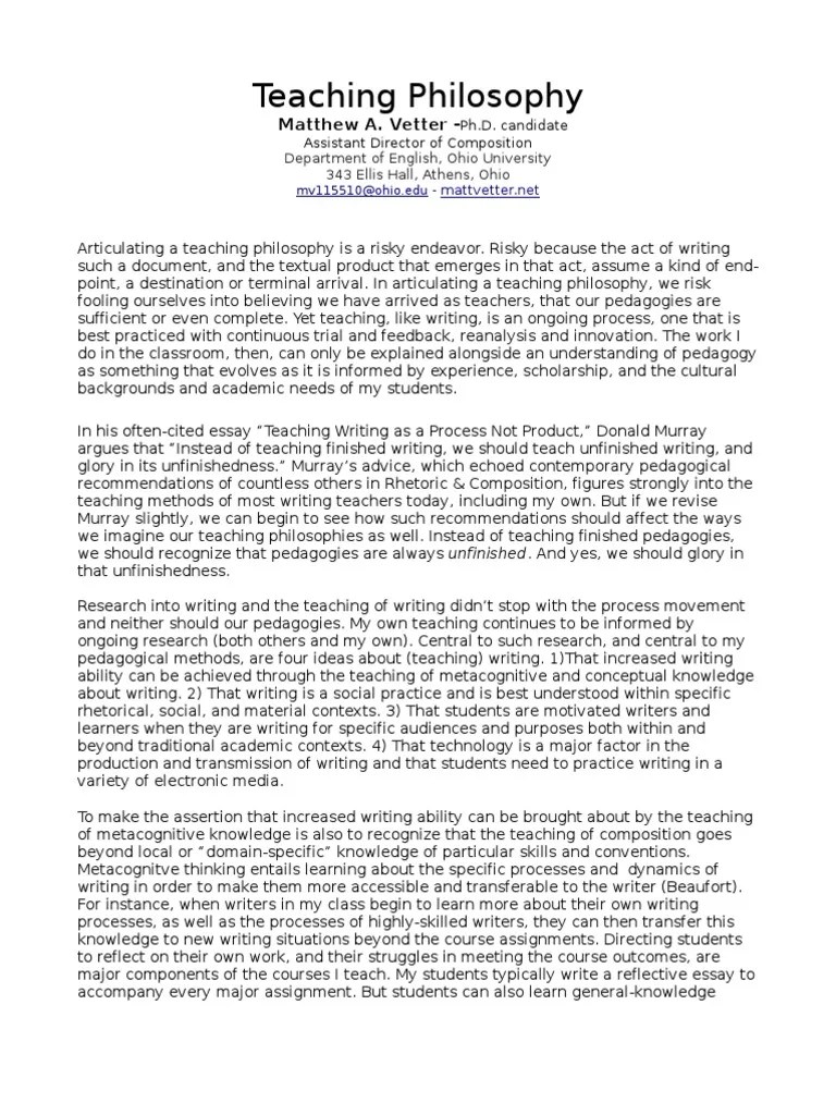 Teaching Philosophy Genre Metacognition