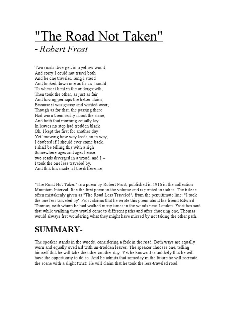 "The Road Not Taken"An analysis Poetry