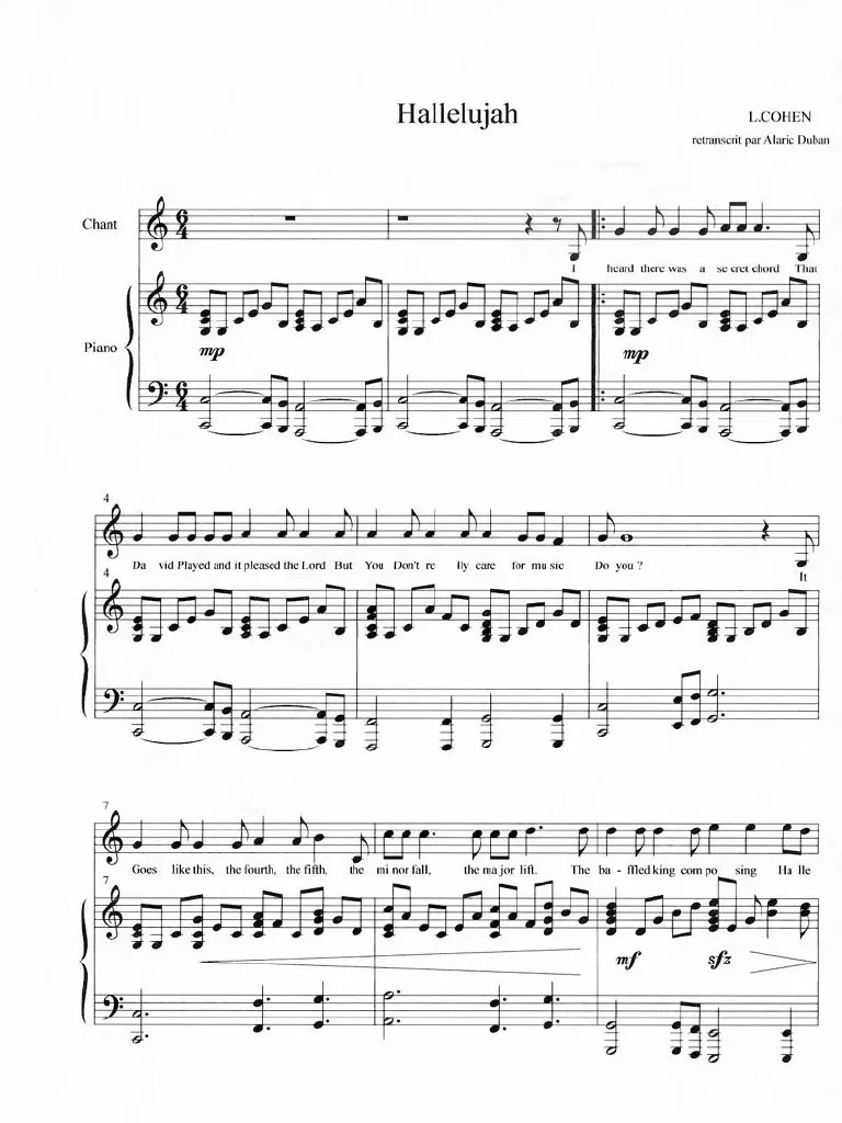 56663194 Shrek Hallelujah SHEET MUSIC
