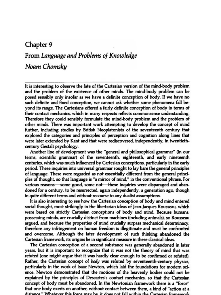 Chomsky, Noam From Language and Problems of Knowledge PDF PDF Concept Mind