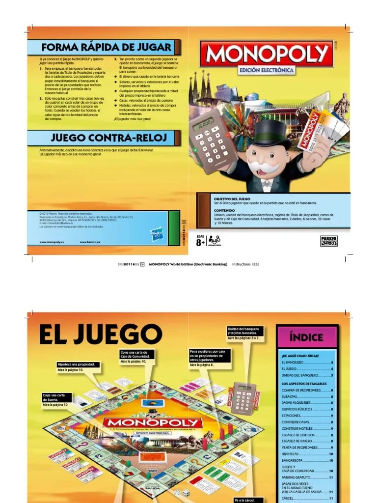 Las nuevas reglas de juego permiten juegos más rápidos, y el costo de sus transacciones toma en cuenta la. Reglas Monopoly Edicion Electronica Subasta Bancos
