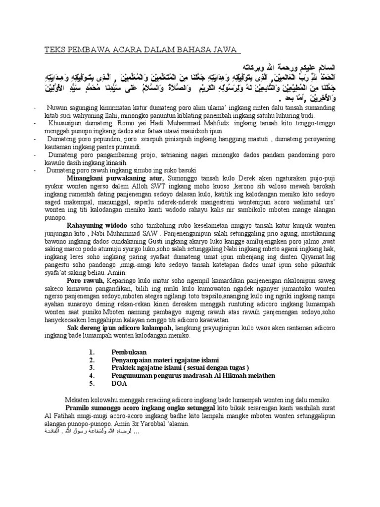 Teks Pembawa Acara Halal Bihalal Dalam Bahasa Jawa Kumpulan Referensi