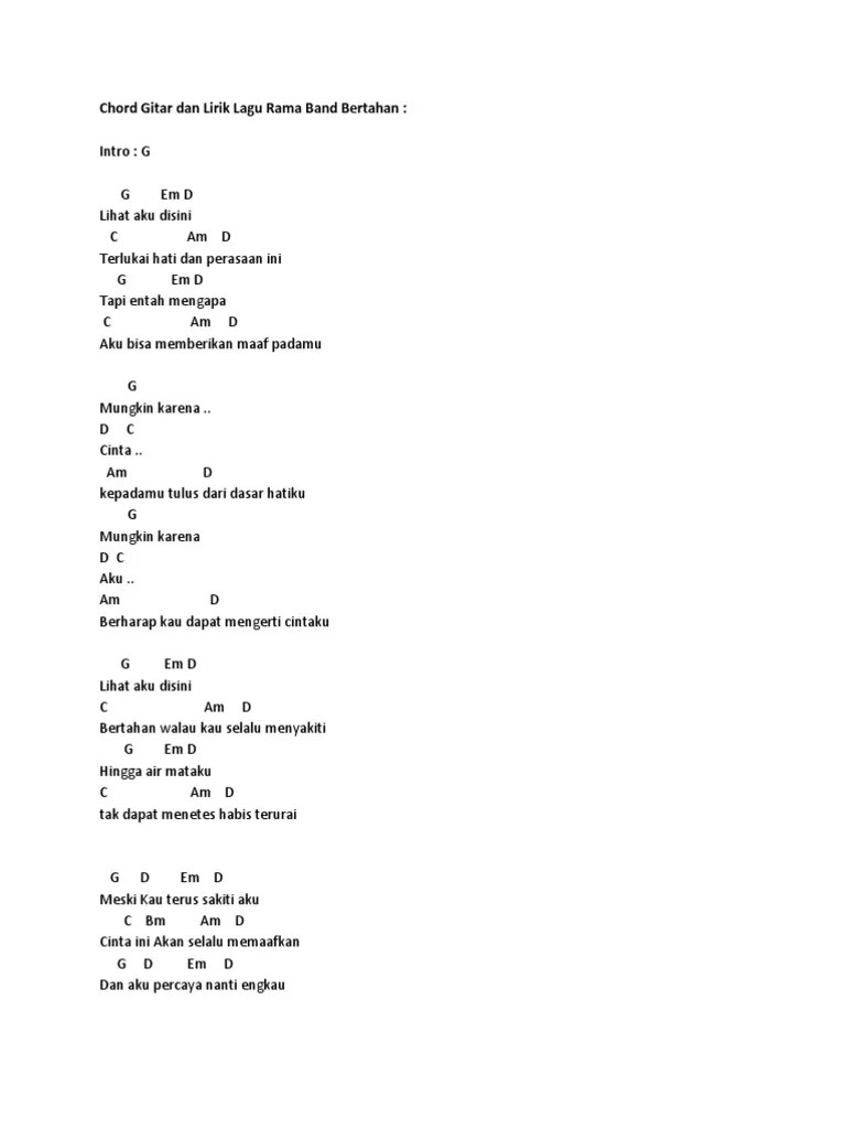 Chord Gitar Dan Lirik Lagu Rama Band Bertahan | PDF