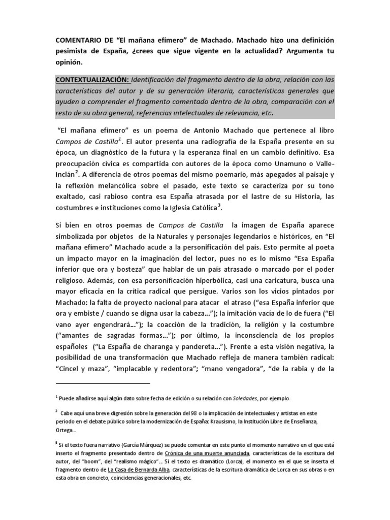 Ejemplo de Comentario Literario Federico García Lorca Autor