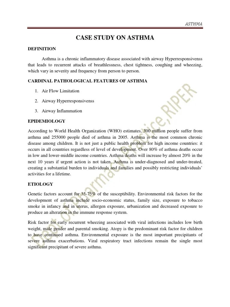 Case Study On Asthma PDF Asthma Antibody