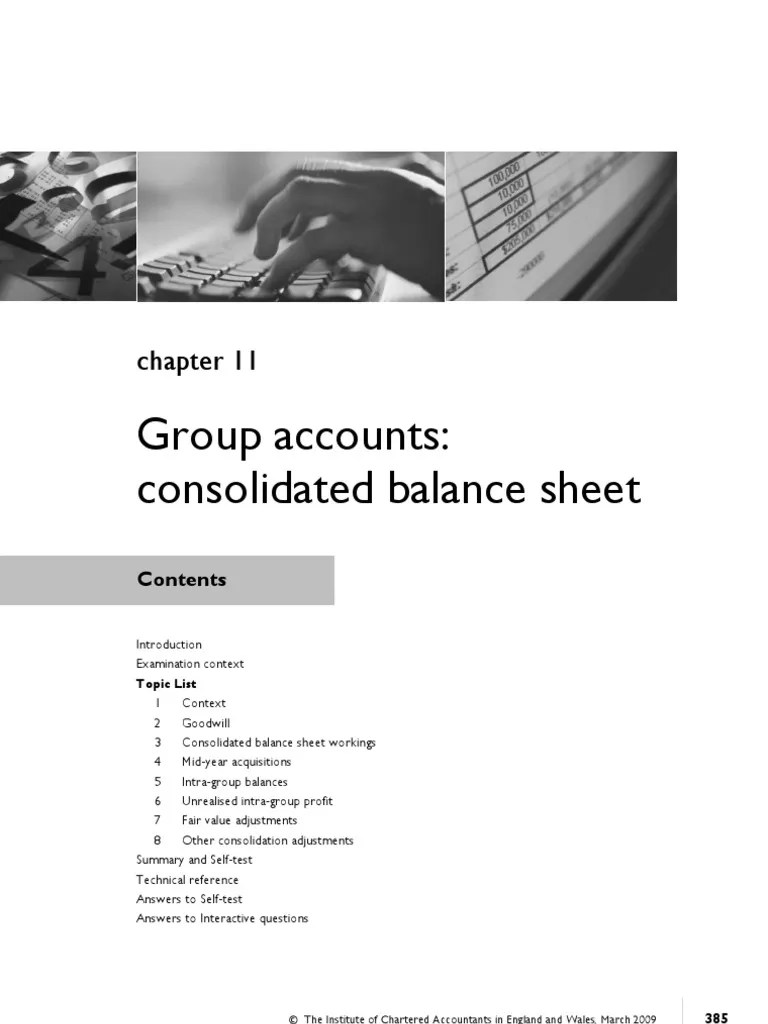 FA Chapter 11 Group Accounts Consolidated Balance Sheet PDF Goodwill (Accounting