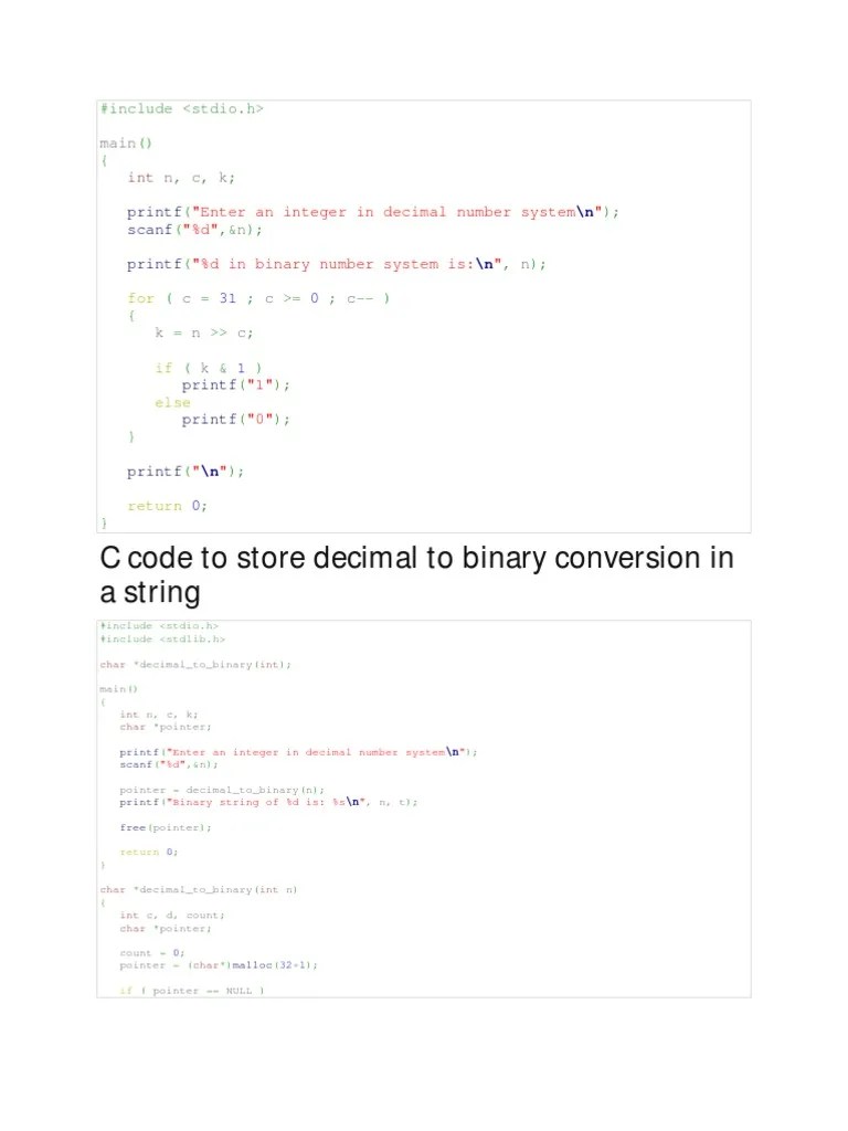 Decimal to Binary and Vice Versa Conversion Integer Science