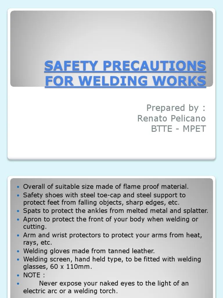 Safety Precautions for Welding Works Lesson Demo Welding Crafts