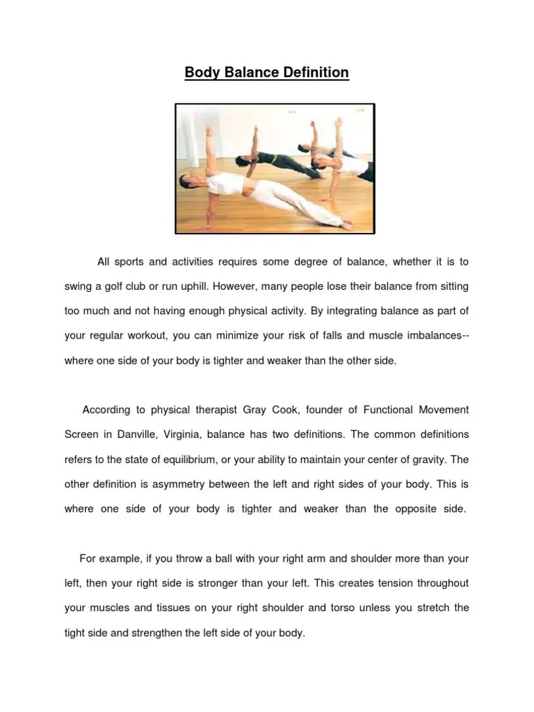 Body Balance Definition Balance (Ability) Physical Exercise