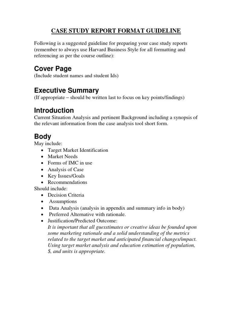 Case Study Report Format Guideline (1) Literature Review Citation