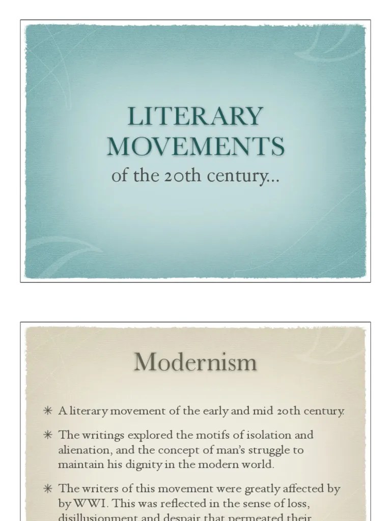 Literary Movements of the 20th Century Powerpoint Modernism
