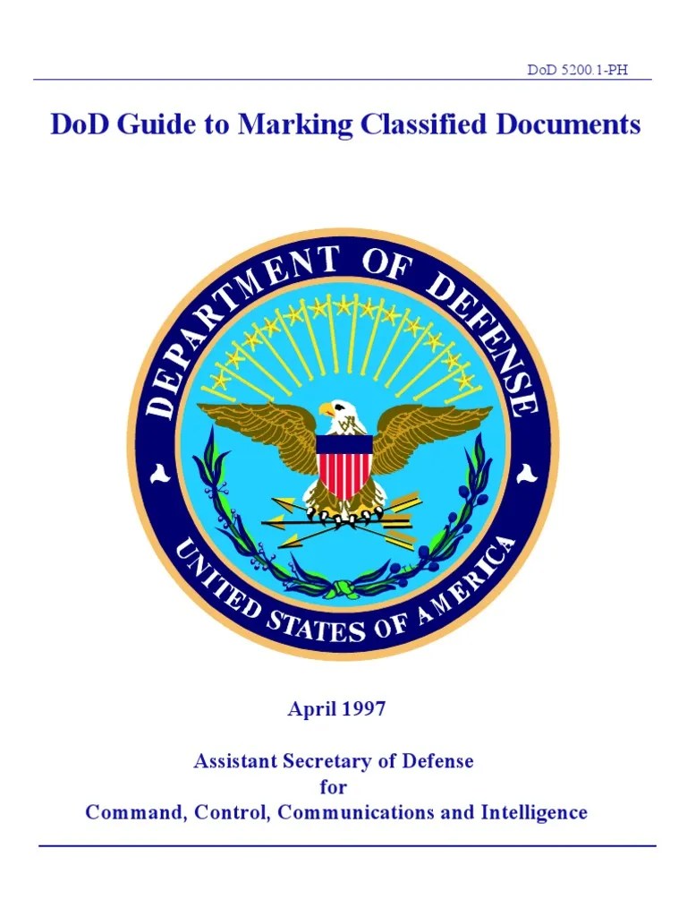 Dod Guide To Marking Classified Documents PDF Classified