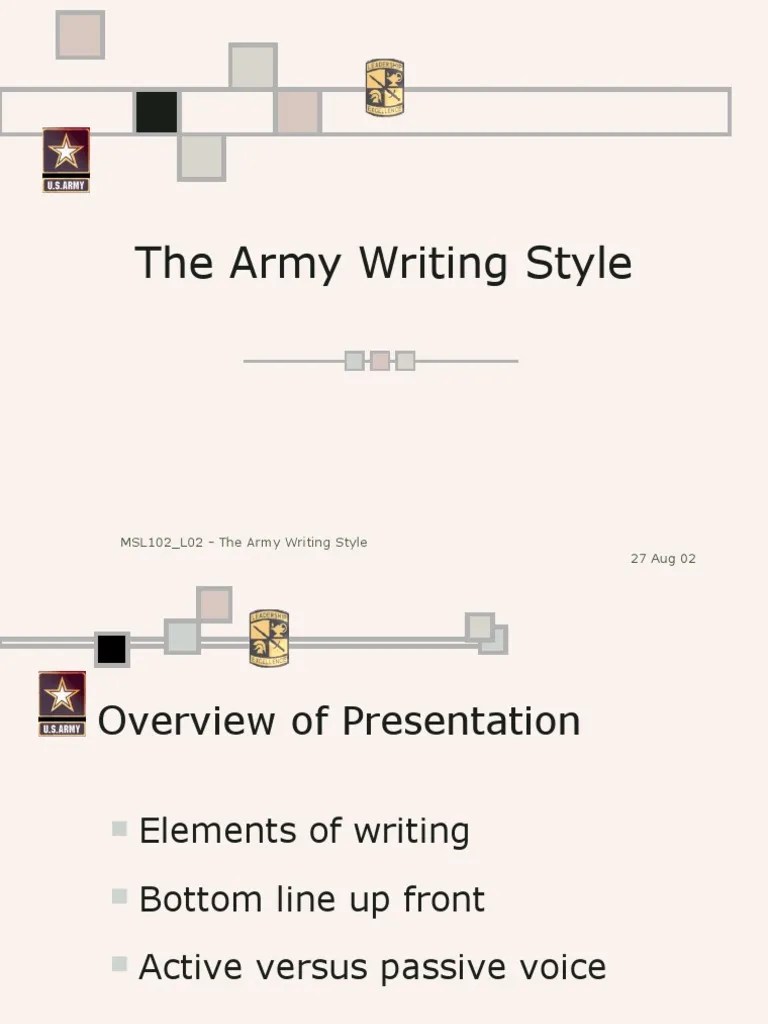 army writing ppt Verb Linguistics