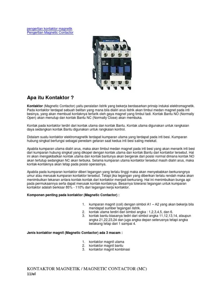 Pengertian Kontaktor Magnetik | PDF