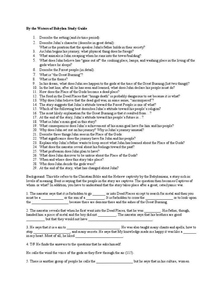 By the Waters of Babylon Study Guide God Religion & Spirituality