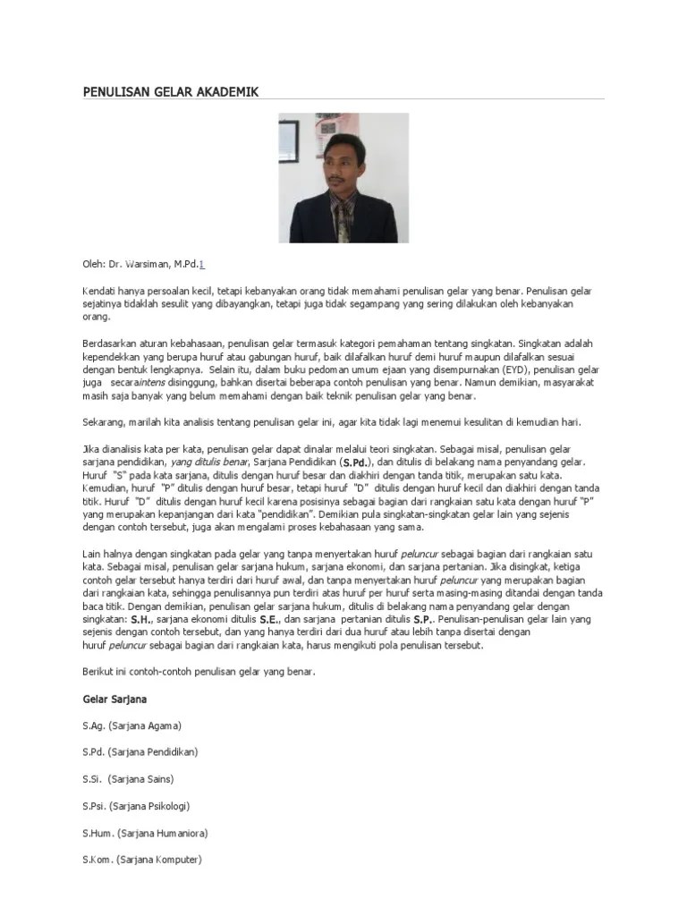 Penulisan Gelar Akademik | PDF