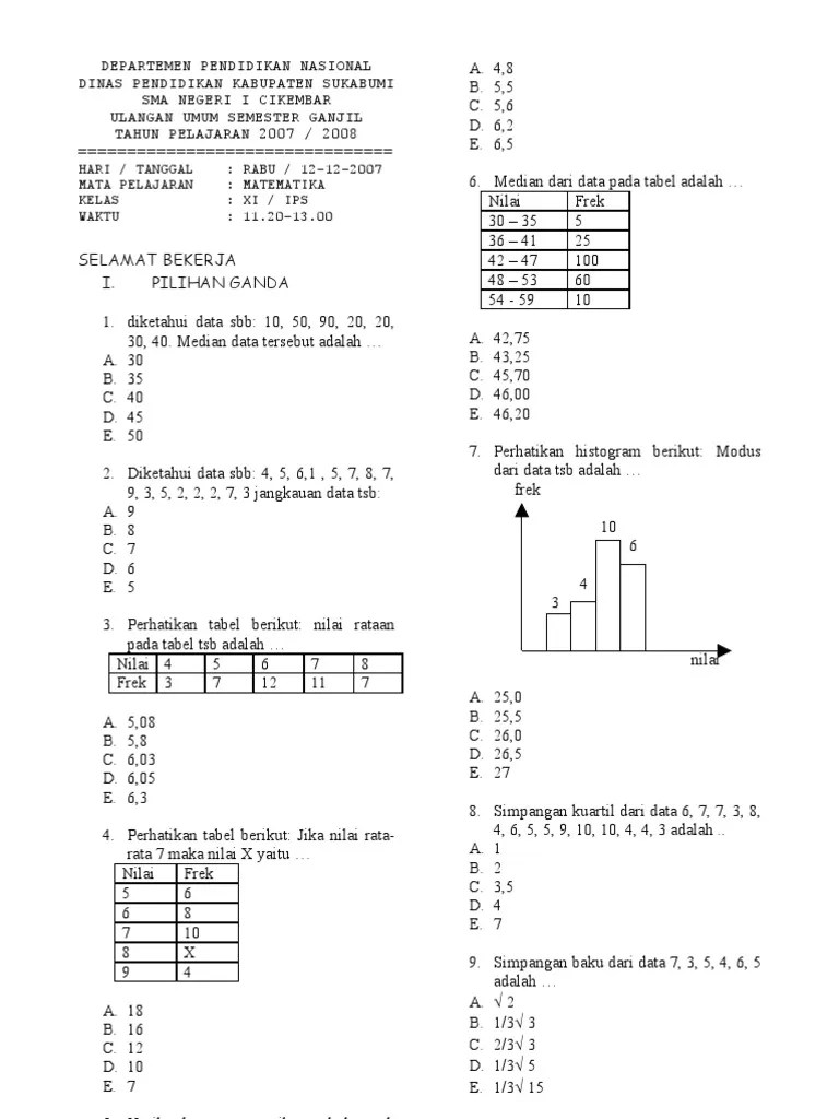 soal matematika kelas xi ips